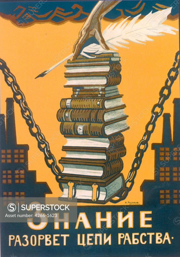 Stock Photo: 4266-1623 Radakov, Alexei Alexandrovich (1877-1942) Russian State Library, Moscow 1920 89x61 Lithograph Soviet political agitation art Russia Poster and Graphic design Poster
