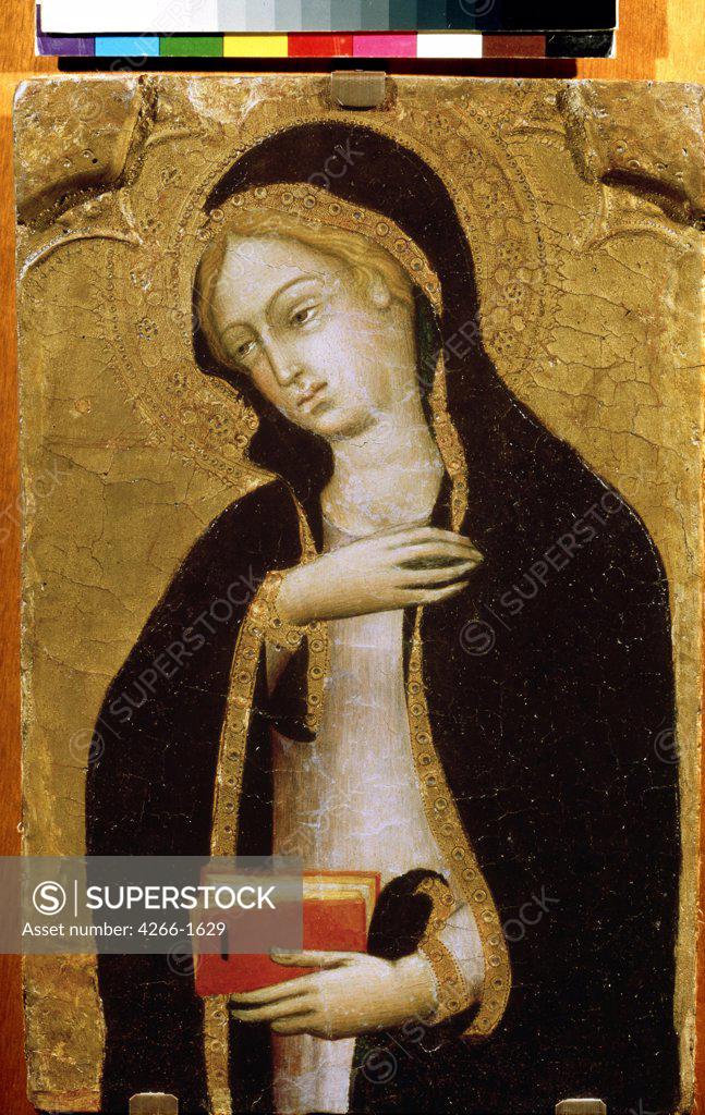 Stock Photo: 4266-1629 Virgin Mary by Andrea di Bartolo, tempera on panel, circa 1410, bef. 1389-1428, Russia, Moscow, State A. Pushkin Museum of Fine Arts, 36x23, 5