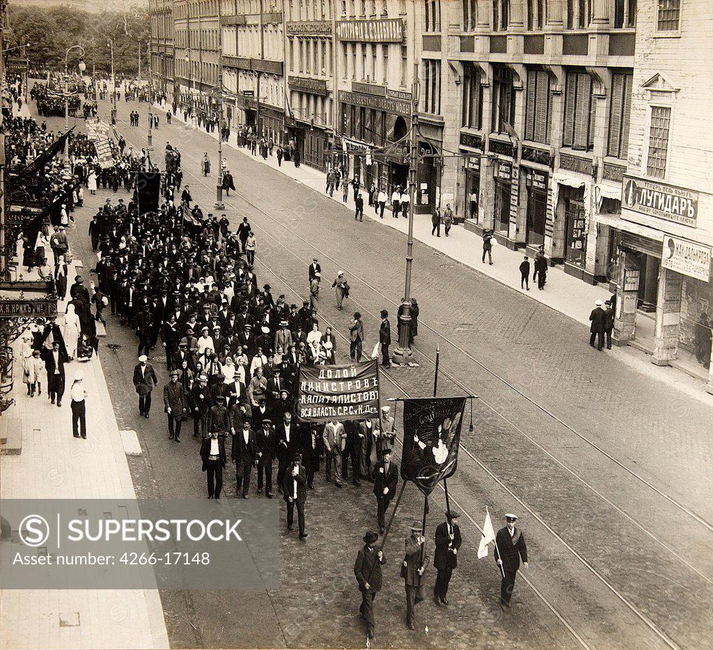 Stock Photo: 4266-17148 July Demonstration in Petrograd. 1917 by Otsup, Pyotr Adolfovich (1883-1963)/Russian State Film and Photo Archive, Krasnogorsk/1917/Photograph/Russia/History