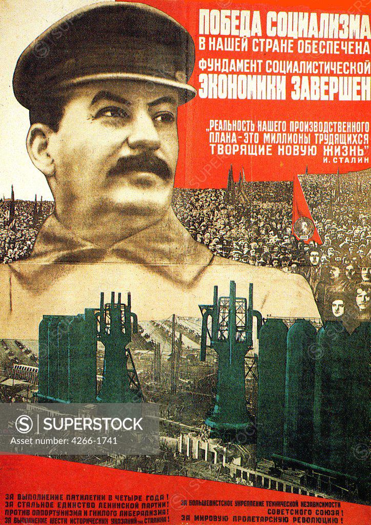 Stock Photo: 4266-1741 Klutsis, Gustav (1895-1938) Russian State Library, Moscow 1932 Offset printing Soviet political agitation art Russia History,Poster and Graphic design Poster