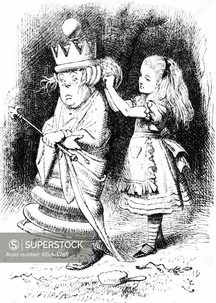 Stock Photo: 4266-1765 Through the Looking-Glass by Sir John Tenniel, woodcut, 1871, 1820-1914, Russia, Moscow, Russian State Library