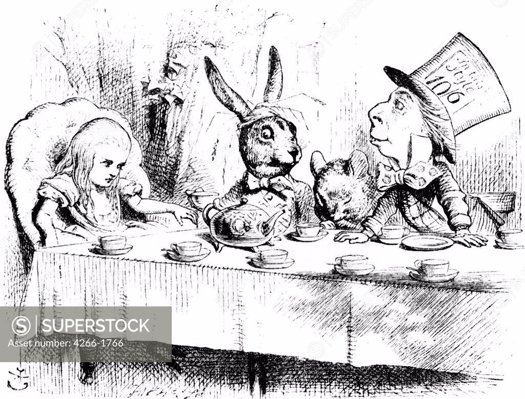 Stock Photo: 4266-1766 Alice’s Adventures in Wonderland by Sir John Tenniel, woodcut, 1865, 1820-1914, Russia, Moscow, Russian State Library