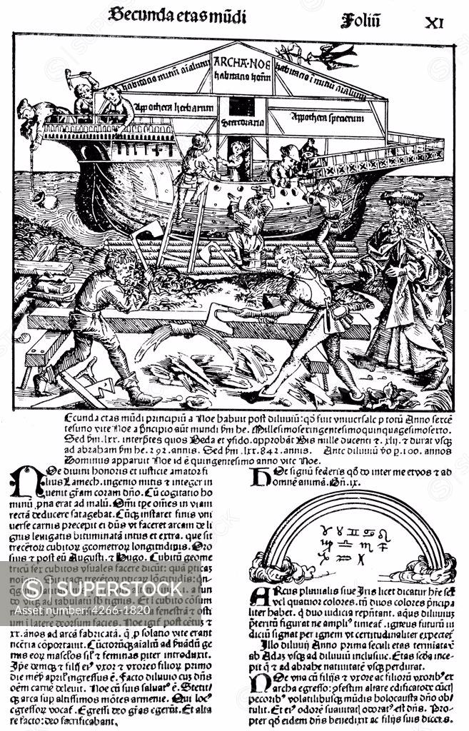Stock Photo: 4266-1820 Schedel's World History by Michael Wolgemut, woodcut, 1493, 1434-1519, Russia, Moscow, Russian State Library