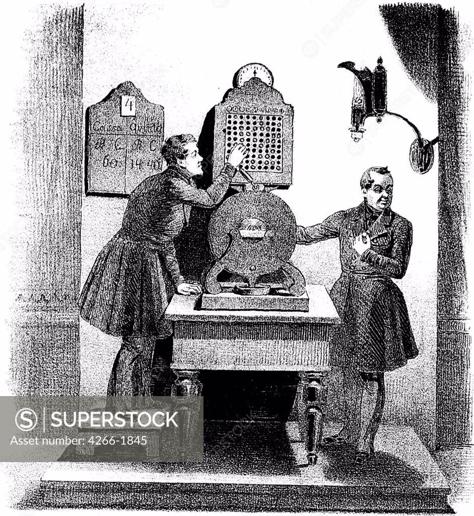 Stock Photo: 4266-1845 Bingo machine by Rudolf Kasimirovich Zhukovsky, lithograph, 1840s, 1814-1886, Russia, St. Petersburg, State Russian Museum