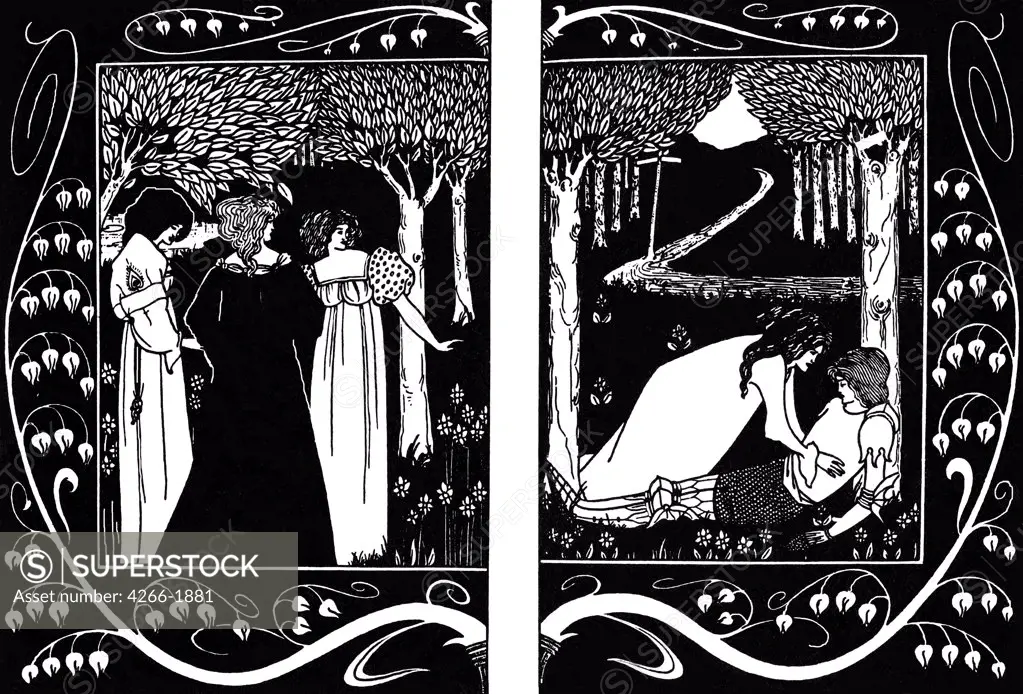 Knights Of Round Table by Aubrey Beardsley, ink on paper, 1893-1894, 1872–1898, Private Collection