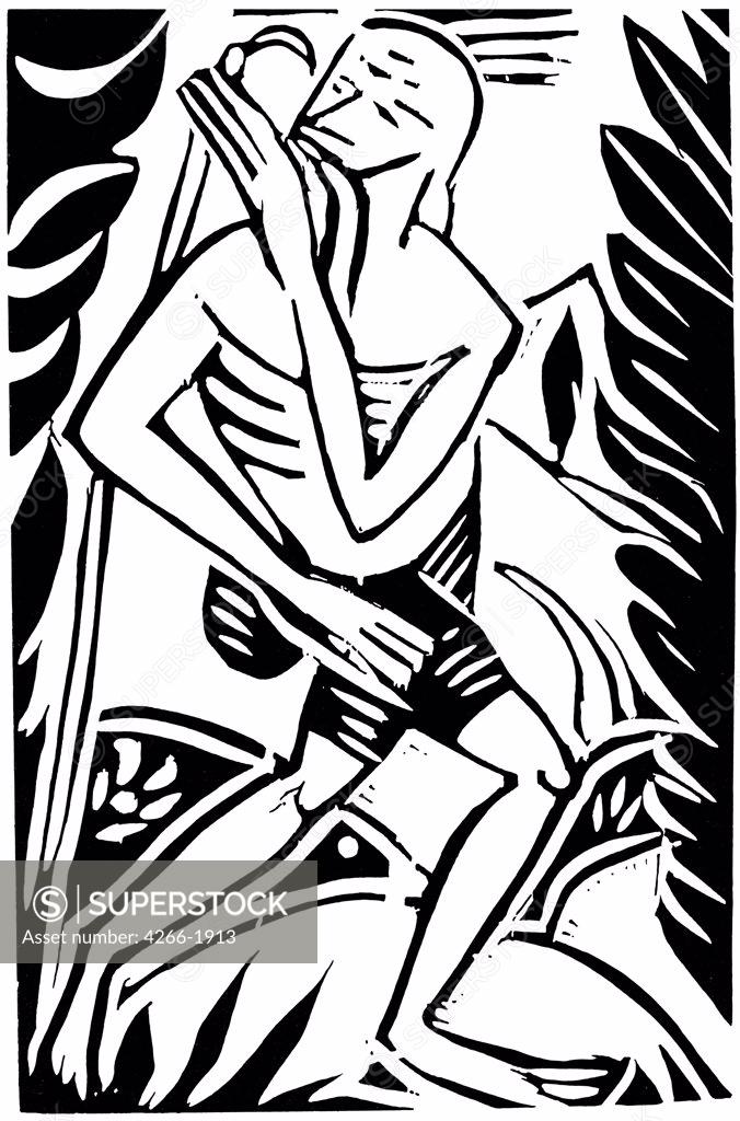 Stock Photo: 4266-1913 Derain, Andre (1880-1954) State A. Pushkin Museum of Fine Arts, Moscow 1910 Woodcut Fauvism France Mythology, Allegory and Literature Book Art