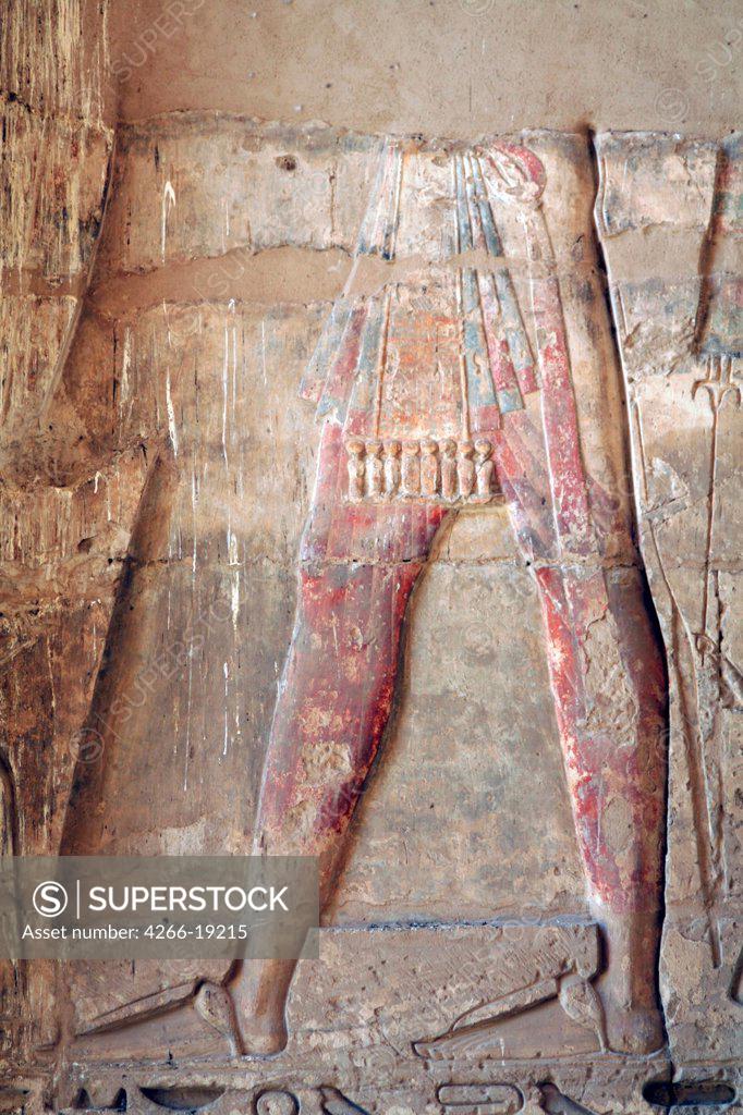 Stock Photo: 4266-19215 Relief of the sun god Ra (Burial site of Siptah, KV47) by Ancient Egypt  / The Egyptian Museum, Cairo/ ca 13th-12th cen. BC/ Egypt/ Clay, paint/ Egyptian Art/ Mythology, Allegory and Literature
