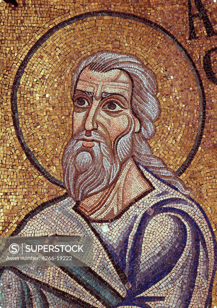 Stock Photo: 4266-19222 The Prophet Habakkuk (Detail of Interior Mosaics in the St. Mark's Basilica) by Byzantine Master  / Saint Mark's Basilica, Venice/ 12th century/ Byzantium/ Mosaic/ Gothic/ Bible