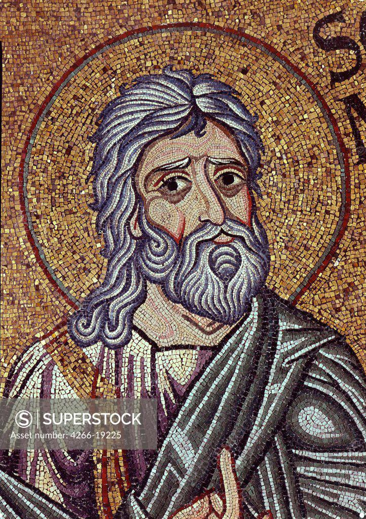 Stock Photo: 4266-19225 The prophet Zephaniah (Detail of Interior Mosaics in the St. Mark's Basilica) by Byzantine Master  / Saint Mark's Basilica, Venice/ 12th century/ Byzantium/ Mosaic/ Gothic/ Bible