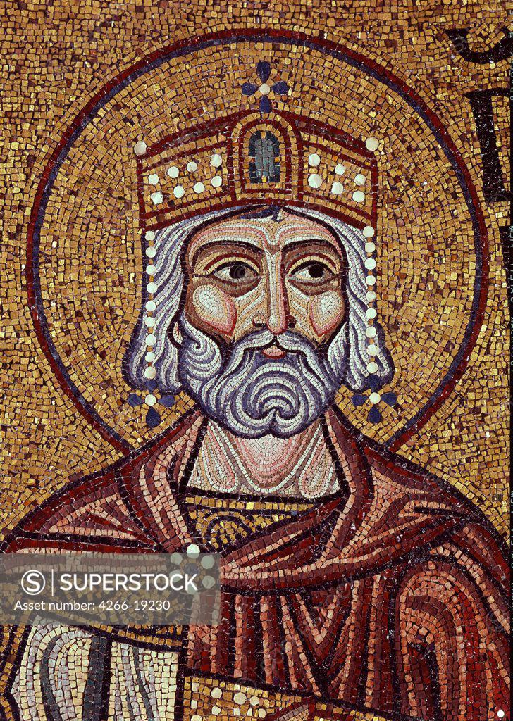 Stock Photo: 4266-19230 King David (Detail of Interior Mosaics in the St. Mark's Basilica) by Byzantine Master  / Saint Mark's Basilica, Venice/ 12th century/ Byzantium/ Mosaic/ Gothic/ Bible