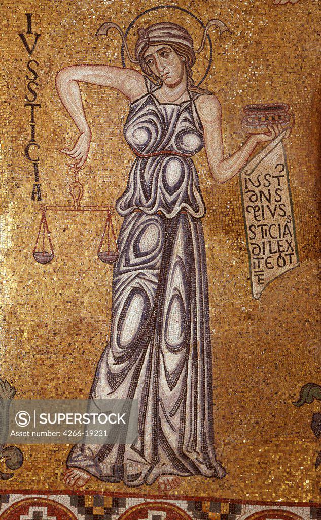 Stock Photo: 4266-19231 Justice (Detail of Interior Mosaics in the St. Mark's Basilica) by Byzantine Master  / Saint Mark's Basilica, Venice/ 12th century/ Byzantium/ Mosaic/ Gothic/ Bible