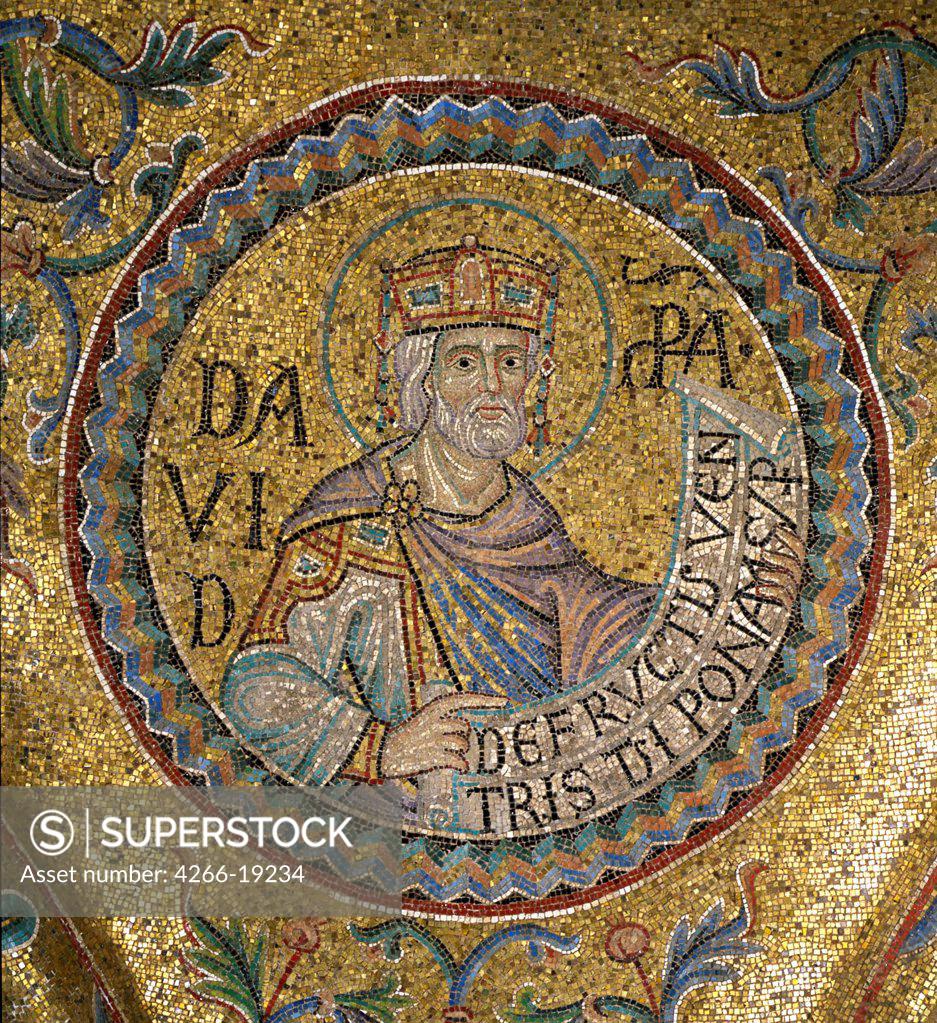 Stock Photo: 4266-19234 King David (Detail of Interior Mosaics in the St. Mark's Basilica) by Byzantine Master  / Saint Mark's Basilica, Venice/ 13th century/ Byzantium/ Mosaic/ Gothic/ Bible