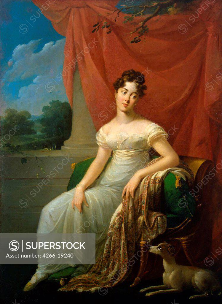 Stock Photo: 4266-19240 Portrait of Sofia Apraxina by Riesener, Henri-Francoiss (1767-1828)/ State Hermitage, St. Petersburg/ 1818/ France/ Oil on canvas/ Classicism/ 175x120/ Portrait