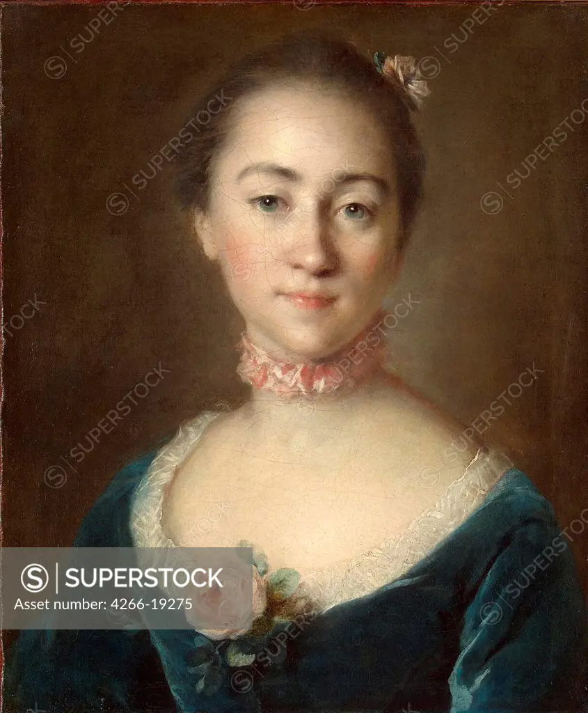 Portrait of Countess Ekaterina Golovkina by Tocque, Louis (1696-1772)/ State Hermitage, St. Petersburg/ 1757/ France/ Oil on canvas/ Rococo/ 51x43/ Portrait