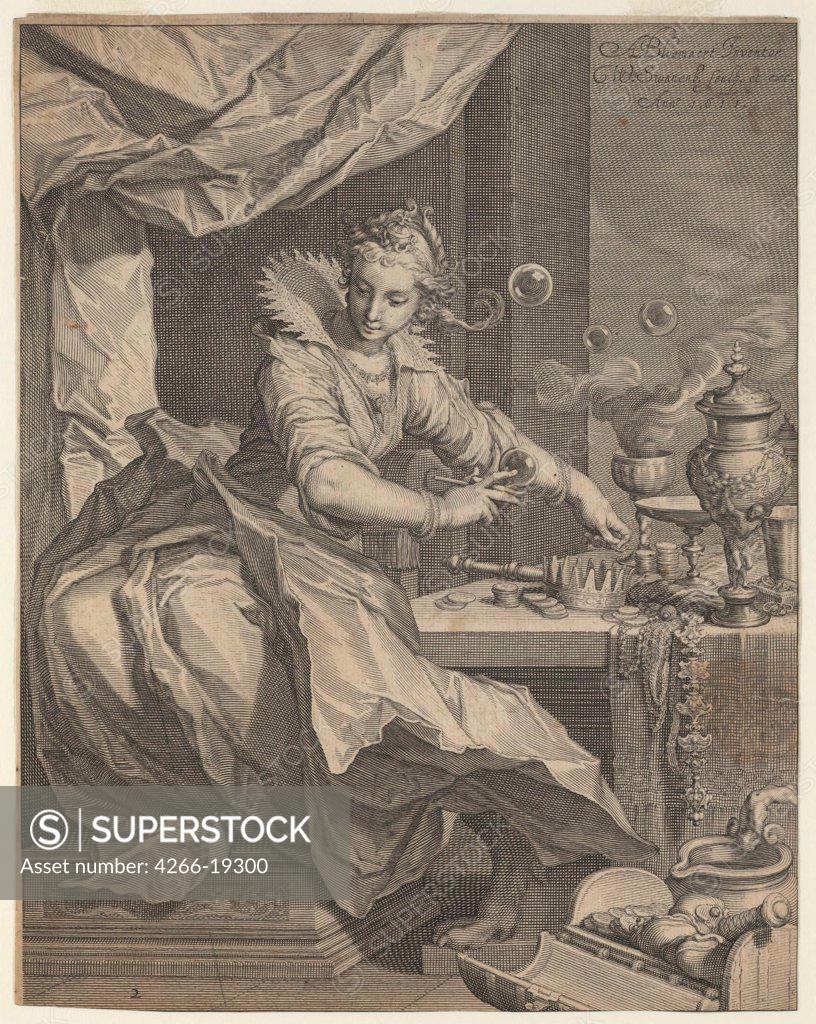 Stock Photo: 4266-19300 Allegory of Wealth and Luxury by Swanenburgh, Willem van (1582-1616)/ Private Collection/ 1611/ Holland/ Etching/ Baroque/ 23,6x18,7/ Mythology, Allegory and Literature