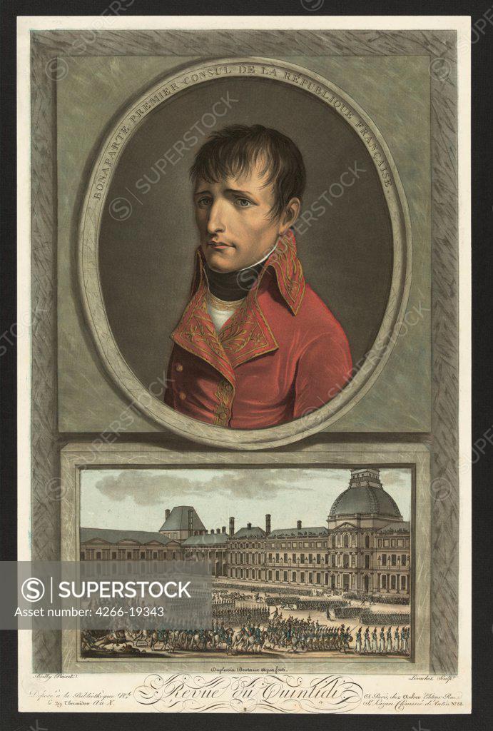 Stock Photo: 4266-19343 Napoleon Bonaparte as First Consul of France by Boilly, Louis-Leopold (1761-1845)/ State Borodino War and History Museum, Moscow/ 1802/ France/ Colour lithograph/ Classicism/ 42,2x27,5/ Portrait,History