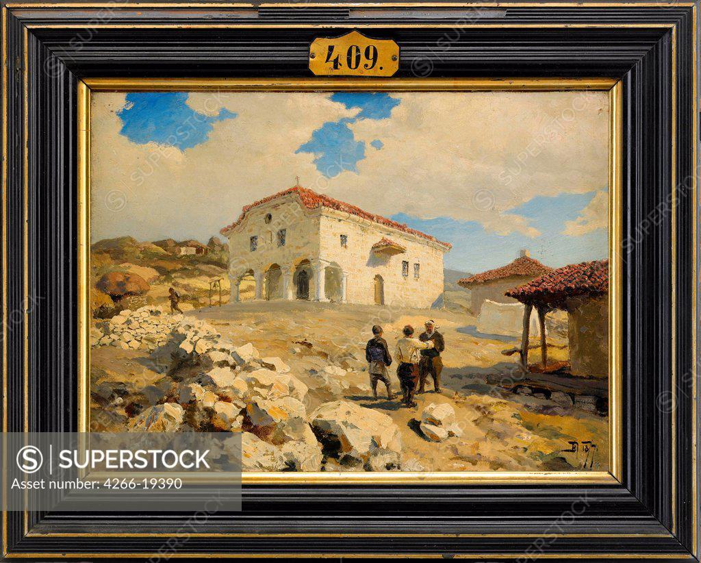 Stock Photo: 4266-19390 A Church in the Balkans by Polenov, Vasili Dmitrievich (1844-1927)/ Private Collection/ 1877/ Russia/ Oil on canvas/ Realism/ 22,5x30,5/ Landscape