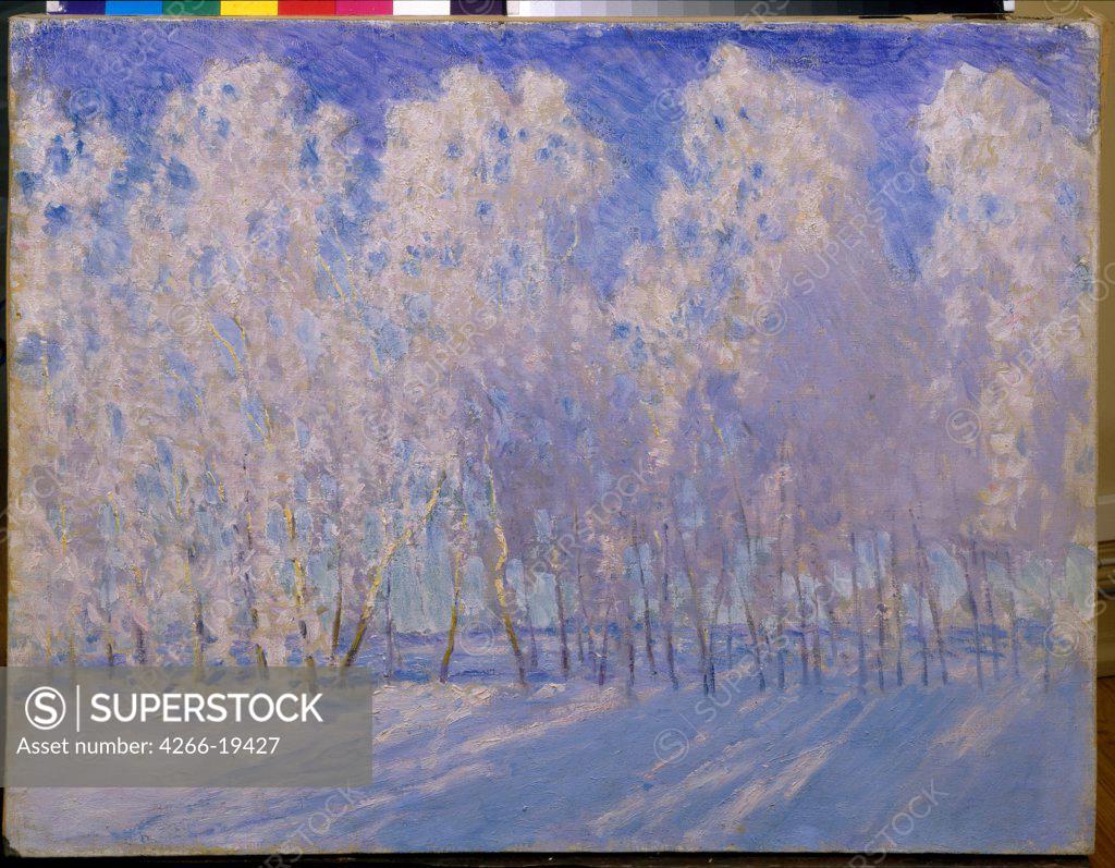 Stock Photo: 4266-19427 Sumptuous Hoarfrost by Grabar, Igor Emmanuilovich (1871-1960)/ State Russian Museum, St. Petersburg/ 1941/ Russia/ Oil on canvas/ Postimpressionism/ 57x74/ Landscape