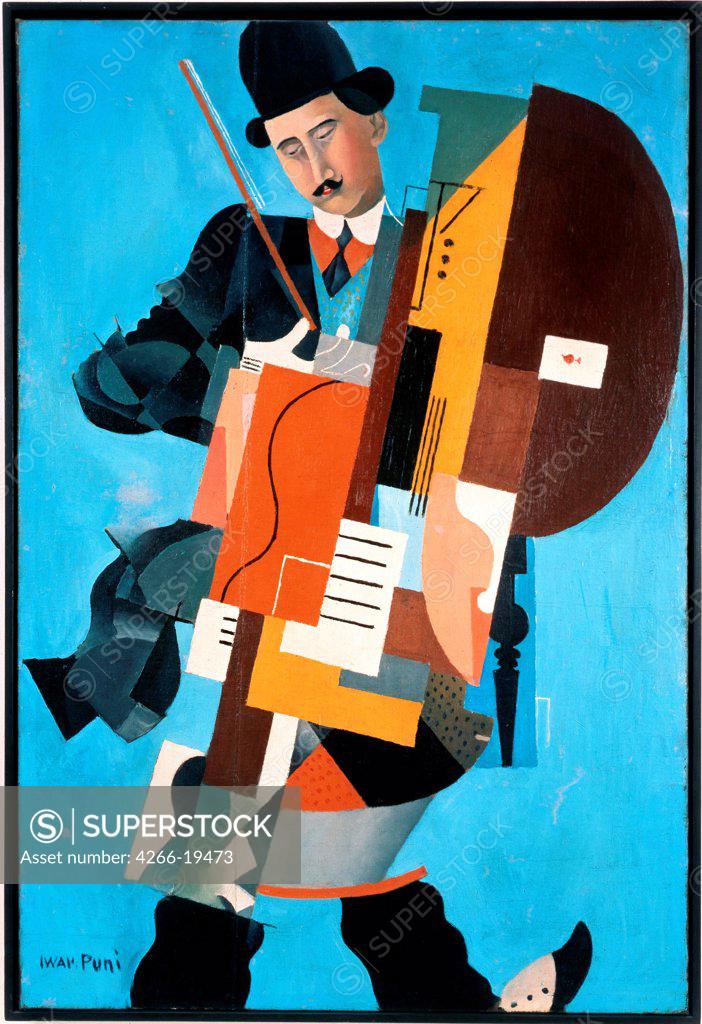 Stock Photo: 4266-19473 Synthetic Musician by Puni (Pougny), Ivan Albertovich (1894-1956)/ Berlinische Galerie - Landesmuseum fur Moderne Kunst, Fotografie und Architektur/ 1921/ Russia/ Oil on canvas/ Cubism/ 145x98/ Music, Dance,Genre