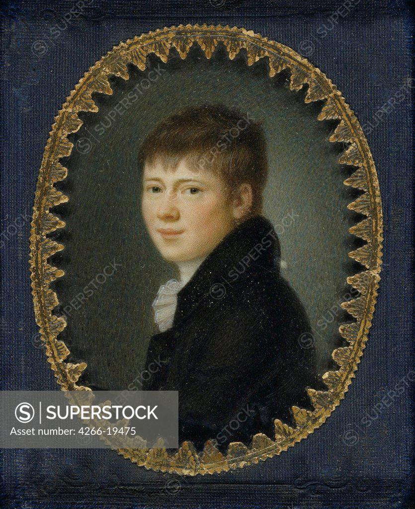 Stock Photo: 4266-19475 Portrait of Heinrich von Kleist (1777-1811) by Friedel, Peter (active Early 19th cen.)/ Staatsbibliothek zu Berlin/ 1801/ Germany/ Watercolour, Gouache on horn/ Classicism/ 7x5,5/ Portrait