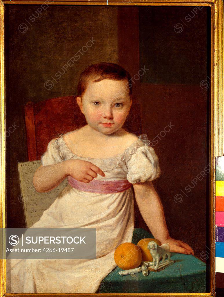Stock Photo: 4266-19487 Portrait of Nastenka Khavskaya by Venetsianov, Alexei Gavrilovich (1780-1847)/ Regional Art Museum, Arkhangelsk/ 1826/ Russia/ Oil on canvas/ Romanticism/ 66,4x48,7/ Portrait