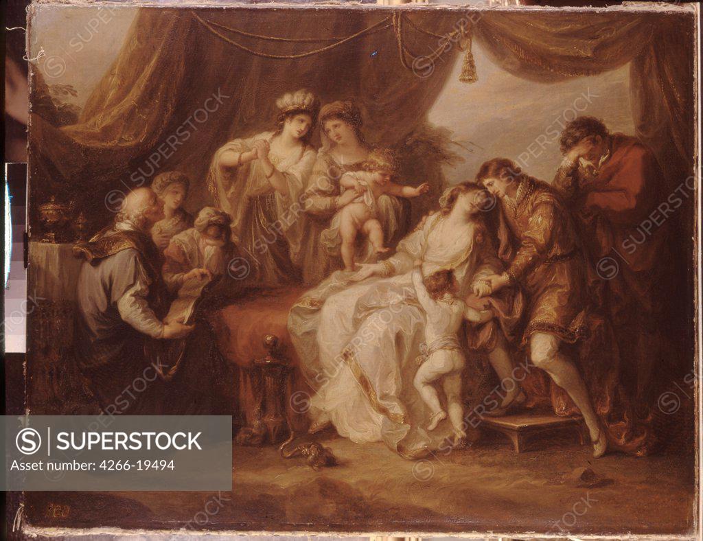 Stock Photo: 4266-19494 Poisoned Eleanor by Kauffmann, Angelika (1741-1807)/ State Open-air Museum Pavlovsk Palace, St. Petersburg/ 1782/ Schwitzerland/ Oil on canvas/ Classicism/ 71,5x91,5/ Mythology, Allegory and Literature