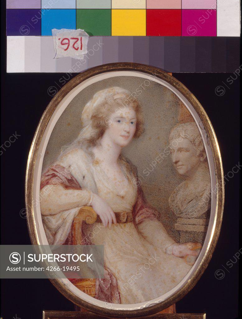 Stock Photo: 4266-19495 Portrait of Princess Catherine Baryatinskaya (1750-1811) by Kauffmann, Angelika (1741-1807)/ State Hermitage, St. Petersburg/ Schwitzerland/ Watercolour, Gouache on horn/ Classicism/ Portrait