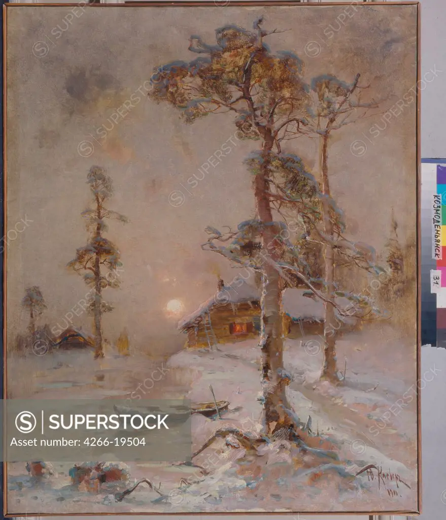Winter Sunset by Klever, Juli Julievich (Julius), von (1850-1924)/ Regional Art Museum, Kozmodemyansk/ 1900/ Russia/ Oil on canvas/ Realism/ 97x78/ Landscape