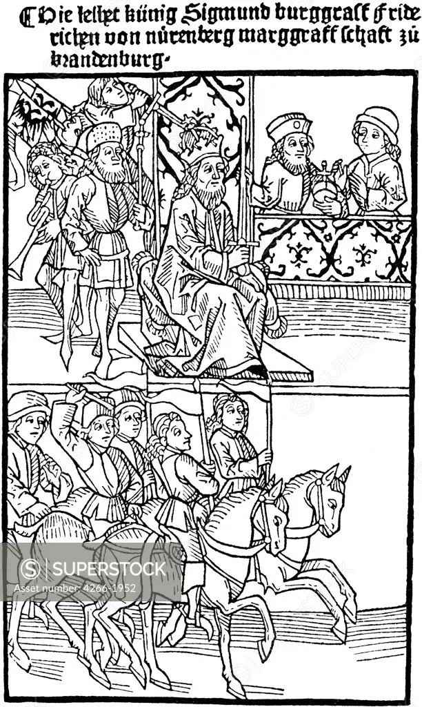 Illustration from manuscript by unknown artist, Woodcut, circa 1480, Private Collection