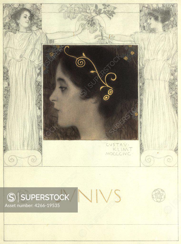Stock Photo: 4266-19535 Junius by Klimt, Gustav (1862-1918)/ Vienna Museum/ 1896/ Austria/ Black chalk on paper/ Art Nouveau/ 41,5x31/ Mythology, Allegory and Literature
