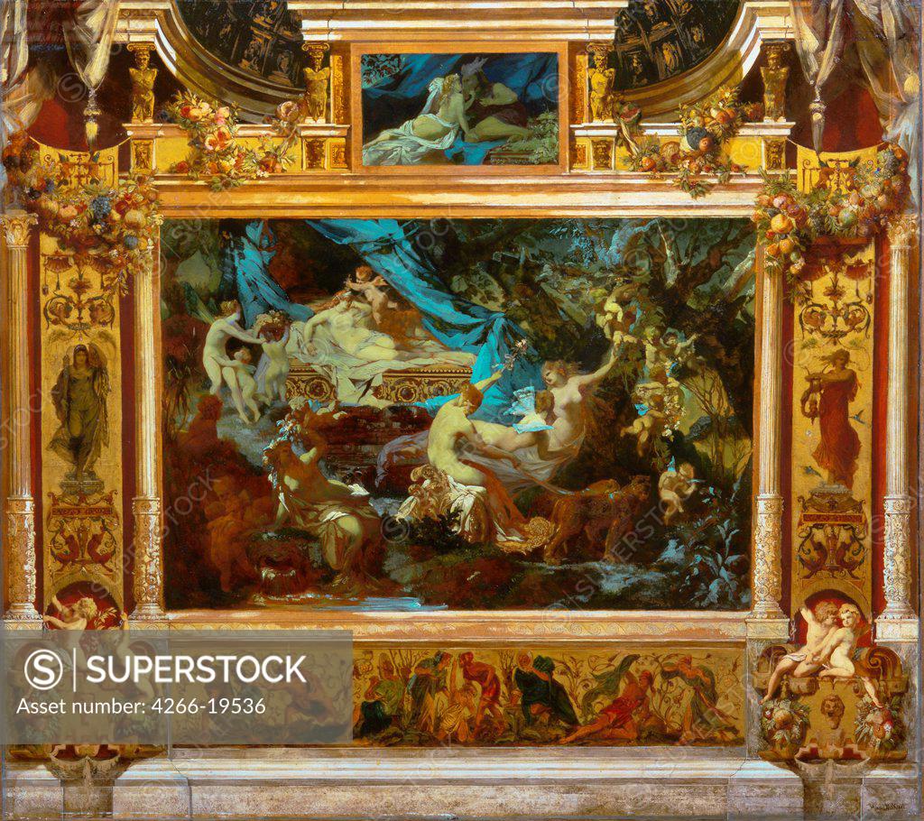 Stock Photo: 4266-19536 Design for Theater Curtain (A Midsummer Night's Dream) by Makart, Hans (1840-1884)/ Vienna Museum/ 1872/ Austria/ Oil on canvas/ Academic art/ 117x113/ Opera, Ballet, Theatre,Mythology, Allegory and Literature