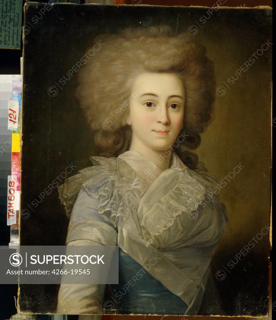 Stock Photo: 4266-19545 Portrait of Elisaveta Alexandrovna Stroganova (1745-1831) by Anonymous  / Regional Art Gallery, Tambov/ 1770s/ Russia/ Oil on canvas/ Rococo/ 63x51/ Portrait