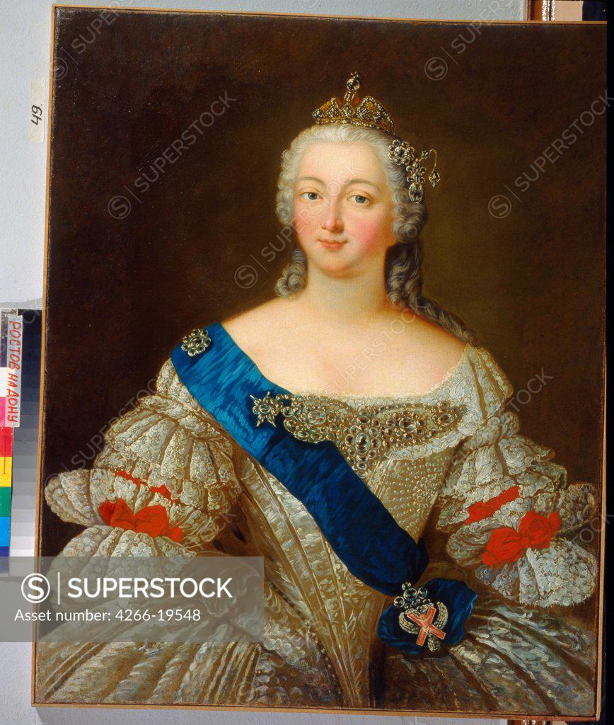 Stock Photo: 4266-19548 Portrait of Empress Elisabeth Petrovna (1709-1762) by Anonymous  / Regional Art Museum, Rostov on Don/ 1740s/ Russia/ Oil on canvas/ Rococo/ Portrait