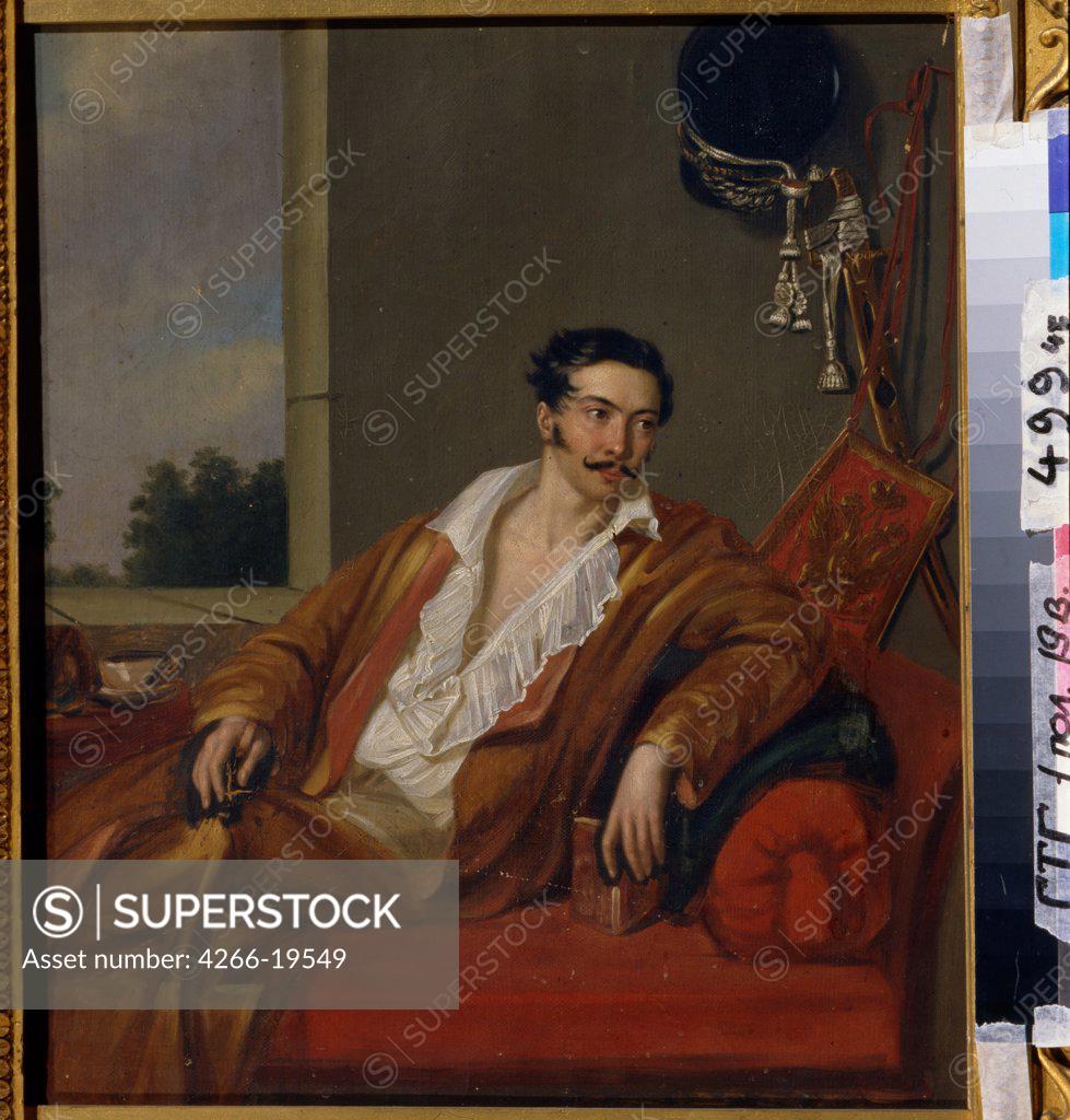 Stock Photo: 4266-19549 Portrait of Count Vasily Fyodorovich Gagarin by Anonymous  / State Tretyakov Gallery, Moscow/ c. 1810/ Russia/ Oil on canvas/ Romanticism/ 46x41/ Portrait