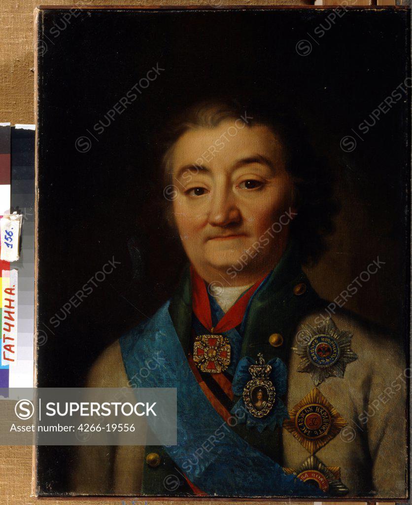 Stock Photo: 4266-19556 Portrait of the commander-in-chief of the fleet Count Alexey Grigoryevich Orlov of Chesma (1737_1808) by Anonymous  / State Open-air Museum Palace Gatchina, St. Petersburg/ Late 18th cent./ Russia/ Oil on canvas/ Classicism/ Portrait