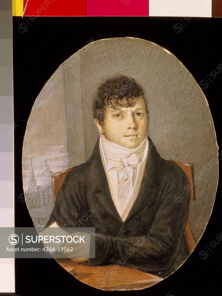 Stock Photo: 4266-19562 Portrait of the dancer, ballet master and script writer Ivan Valberkh (1766-1819) by Anonymous, 18th century  / State Museum of Theatre and Music Art, St. Petersburg/ Russia/ Watercolour, Gouache on horn/ Classicism/ Music, Dance,Opera, Ballet, Theatre,P