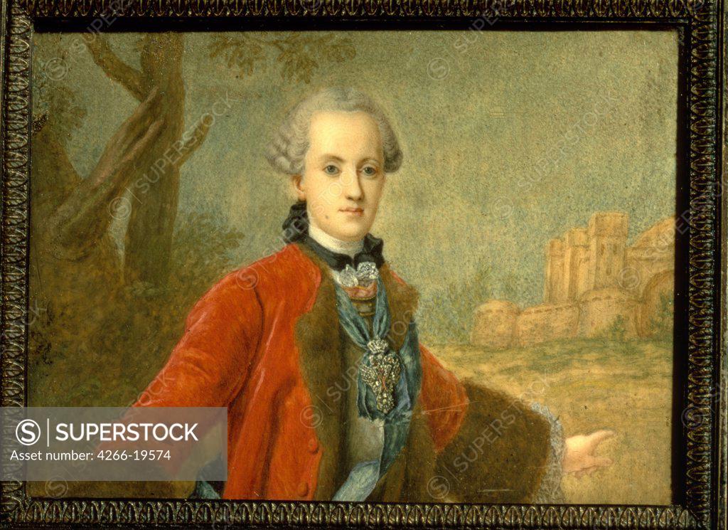 Stock Photo: 4266-19574 Portrait of Count Kirill Razumovsky (1728-1803), the last Hetman of Ukraine by Anonymous, 18th century  / Private Collection/ Mid of the 18th cen./ Russia/ Oil on canvas/ Rococo/ Portrait