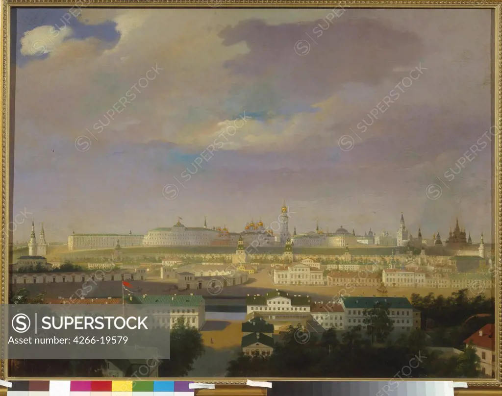 View of the Moscow Kremlin from the Bolotnaya (Marsh) square by Anonymous, 18th century  / State History Museum, Moscow/ Mid of the 19th cen./ Russia/ Oil on canvas/ Neoclassicism/ Landscape