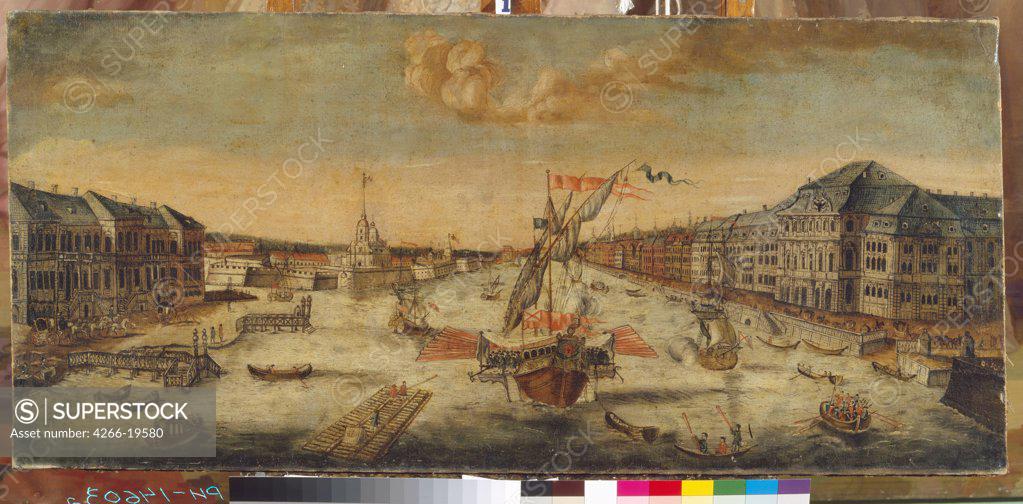 Stock Photo: 4266-19580 View of the Neva River banks by Anonymous, 18th century  / State Russian Museum, St. Petersburg/ 1753/ Russia/ Oil on canvas/ Rococo/ 56,5x122,5/ Landscape
