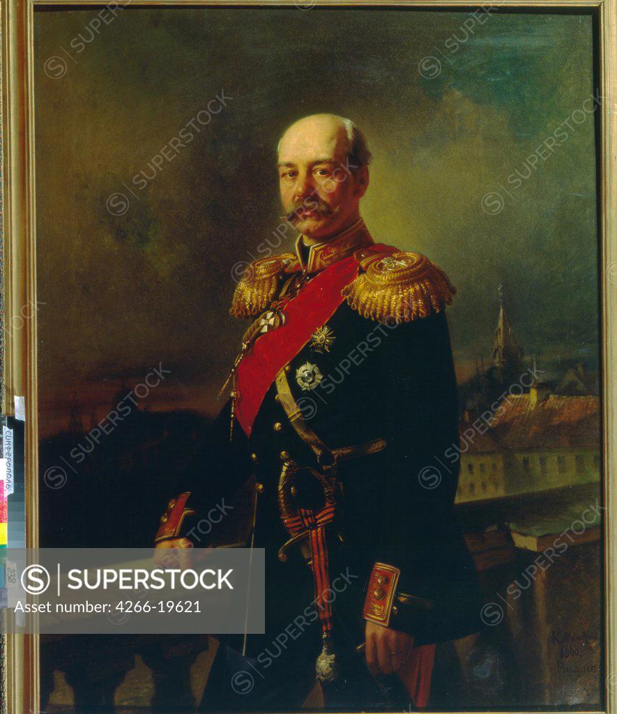 Stock Photo: 4266-19621 Portrait of General Konstantin Petrovich von Kaufman (1818-1882) by Makovsky, Konstantin Yegorovich (1839-1915)/ Regional Art Museum, Simferopol/ 1866/ Russia/ Oil on canvas/ Academic art/ 133x106,5/ Portrait