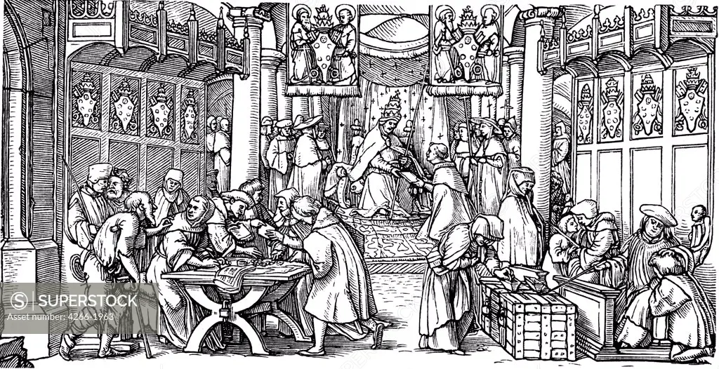 Medieval scene by Hans Lutzelburger, Woodcut, ?-1526, Private Collection