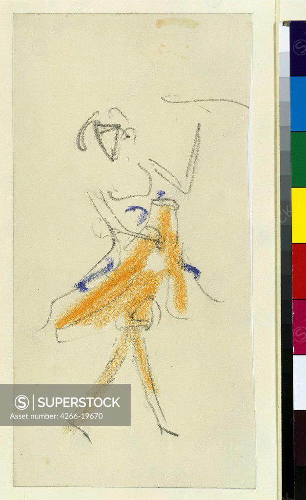 Stock Photo: 4266-19670 A Dancer by Kirchner, Ernst Ludwig (1880-1938)/ Staatliche Museen, Berlin/ 1909-1910/ Germany/ Pencil, pastel on cardboard/ Expressionism/ 19,3x9,8/ Music, Dance