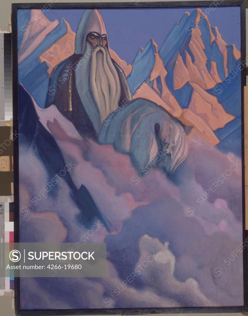 Stock Photo: 4266-19680 Svyatogor by Roerich, Nicholas (1874-1947)/ Private Collection/ 1942/ Russia/ Tempera on canvas/ Symbolism/ Mythology, Allegory and Literature