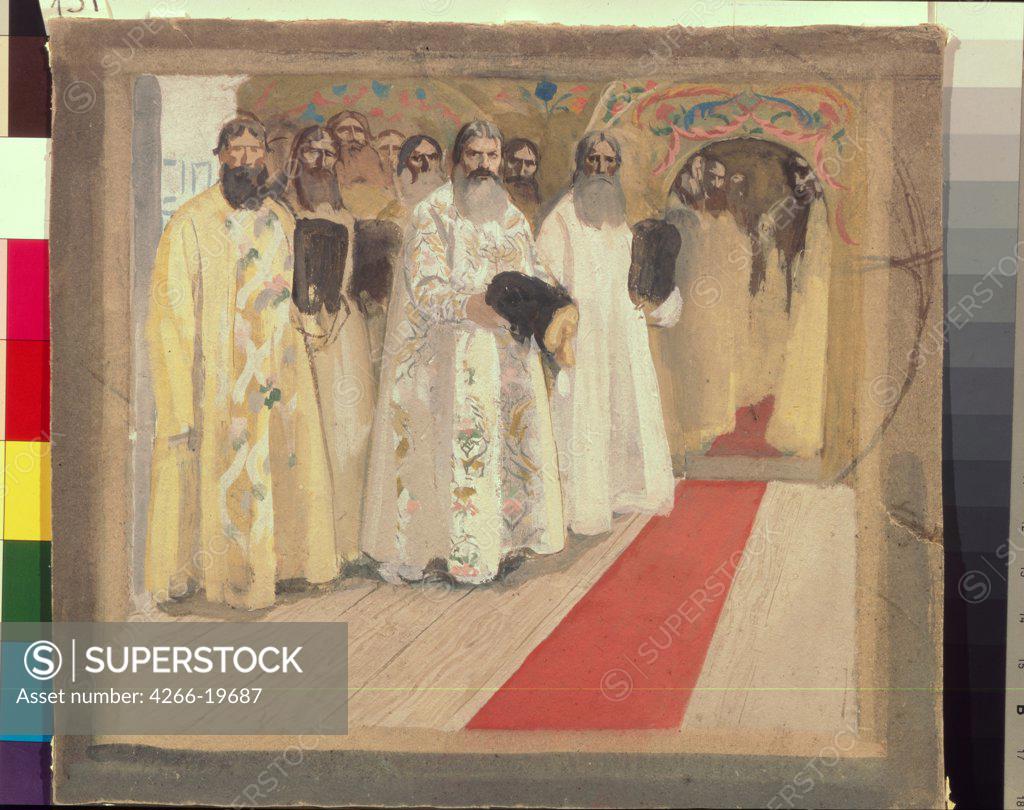 Stock Photo: 4266-19687 Waiting for the Tzar by Ryabushkin, Andrei Petrovich (1861-1904)/ State Tretyakov Gallery, Moscow/ 1901/ Russia/ Gouache on cardboard/ Russian Painting of 19th cen./ Genre,History