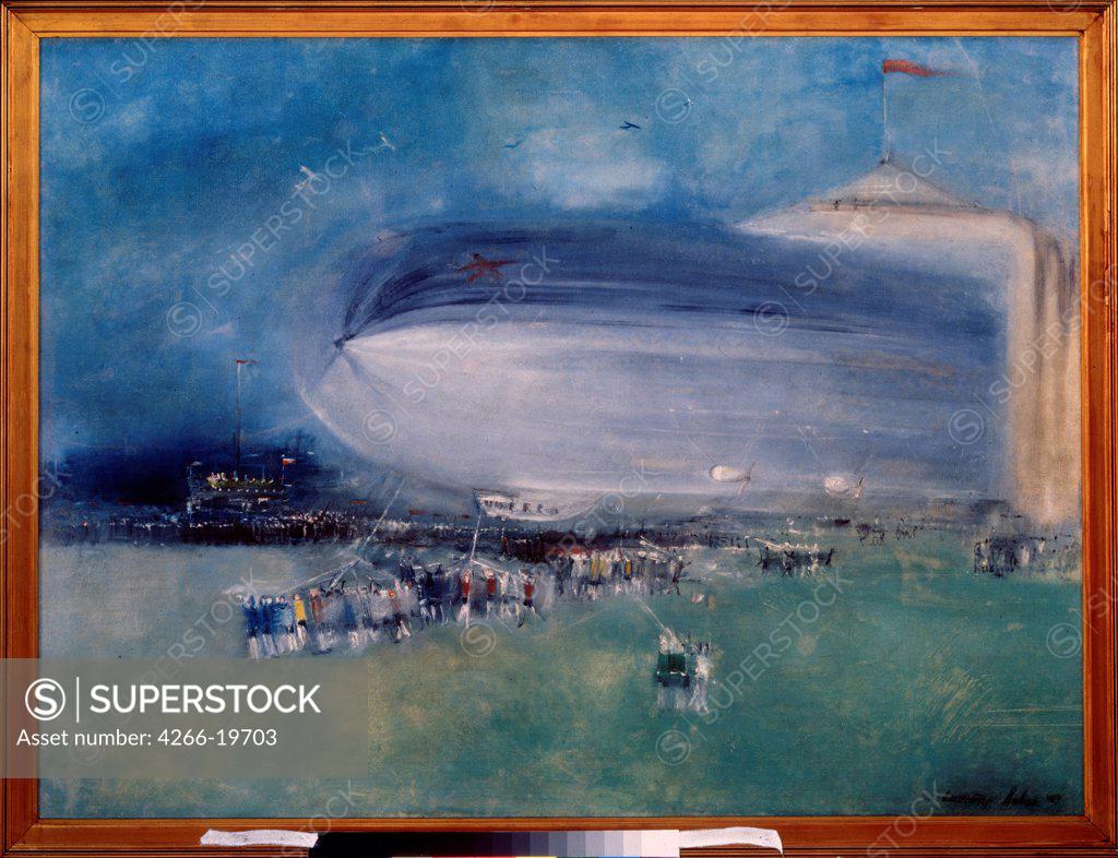 Stock Photo: 4266-19703 The First Soviet Airship by Labas, Alexander Arkadievich (1900-1983)/ State Russian Museum, St. Petersburg/ 1931/ Russia/ Oil on canvas/ Russian avant-garde/ 155,5x199/ Genre