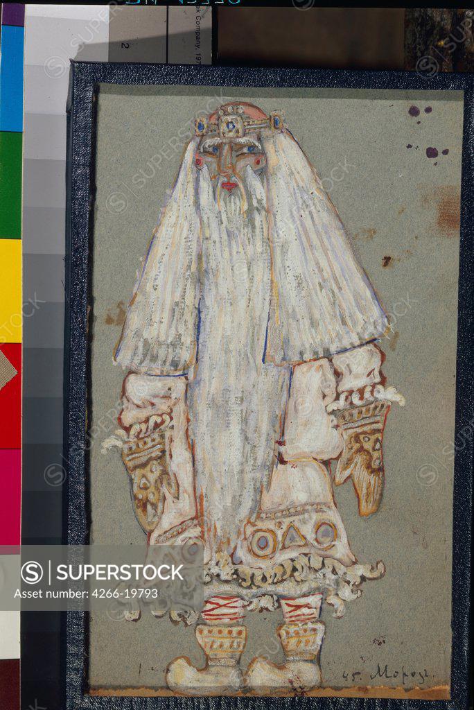 Stock Photo: 4266-19793 Ded Moroz. Costume design for the theatre play Snow Maiden by A. Ostrovsky by Roerich, Nicholas (1874-1947)/ State Russian Museum, St. Petersburg/ 1912/ Russia/ Tempera on paper/ Symbolism/ 24x15/ Opera, Ballet, Theatre
