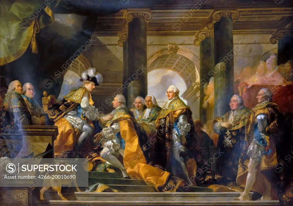 Louis XVI received at Reims the homage of the Knights of the Holy Spirit, 13 June 1775 by Doyen, Gabriel Francois (1726-1806) / Musee de l'Histoire de France, Chateau de Versailles / 1775 / France / Oil on canvas / Genre,History / 345x485 / Rococo