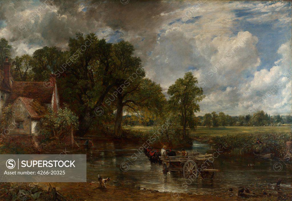 Stock Photo: 4266-20325 The Hay Wain by Constable, John (1776-1837)/ National Gallery, London/ 1821/ England/ Oil on canvas/ Romanticism/ 130x185,4/ Landscape