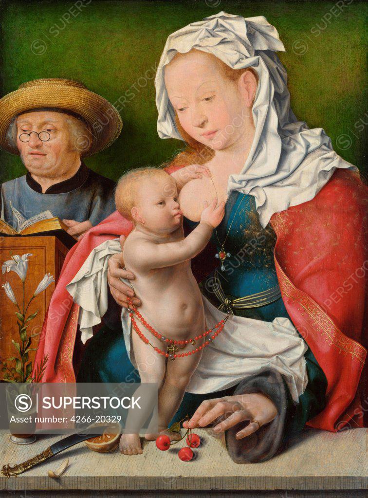 Stock Photo: 4266-20329 The Holy Family by Cleve, Joos, van (ca. 1485-1540)/ National Gallery, London/ c. 1520/ The Netherlands/ Oil on wood/ Early Netherlandish Art/ 50,2x36,5/ Bible