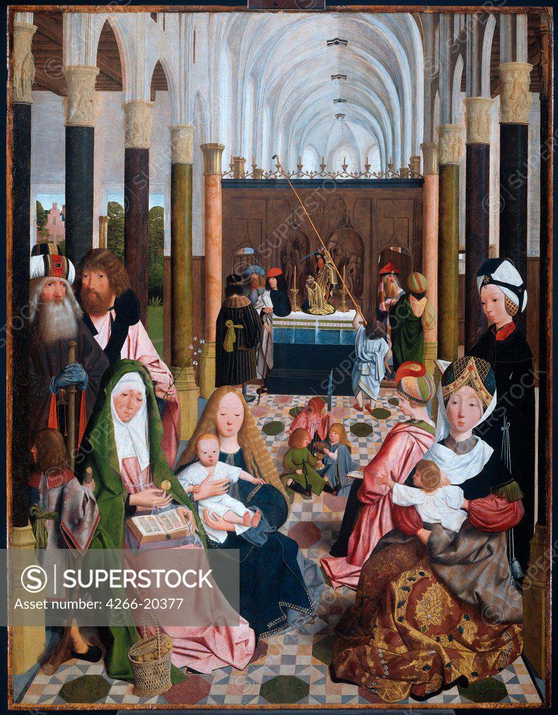 Stock Photo: 4266-20377 The Holy Kinship by Geertgen tot Sint, Jans (ca. 1460-ca. 1490)/ Museum Boijmans Van Beuningen, Rotterdam/ 1493/ The Netherlands/ Oil on wood/ Early Netherlandish Art/ 137,5x105/ Bible